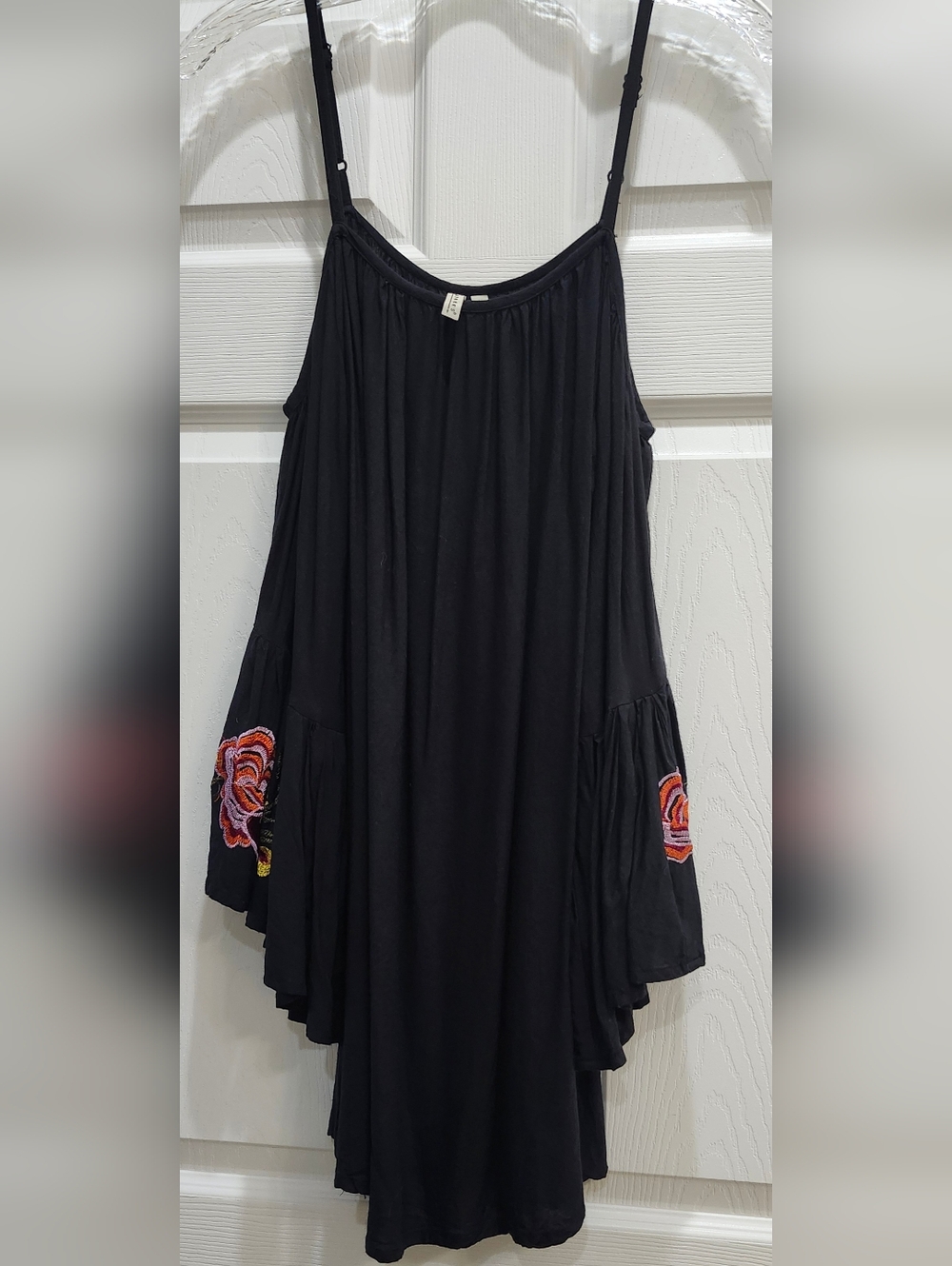 Feathers Off the Shoulder Floral Embroidered Dress Bell Sleeves Boho Size Large - Picture 4 of 8